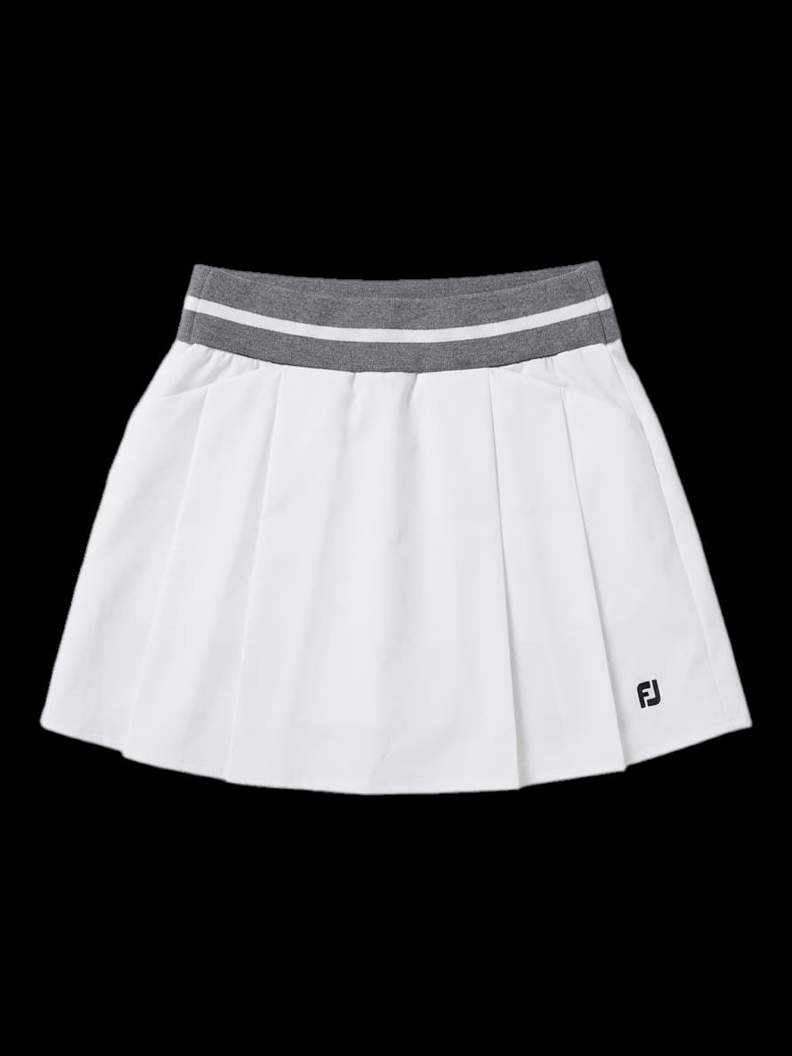 화이트 플리츠 스커트