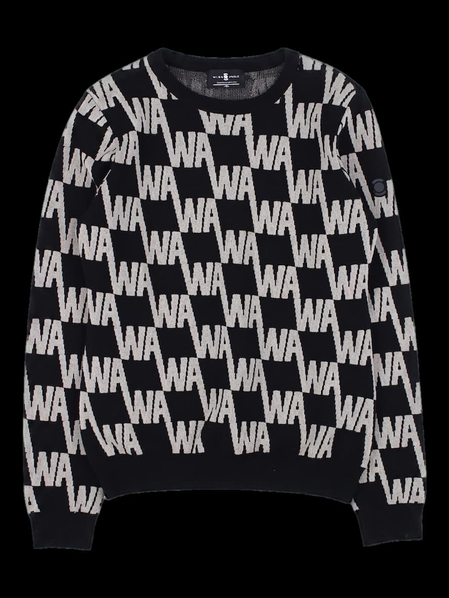 블랙 앤 베이지 WA 로고 패턴 니트