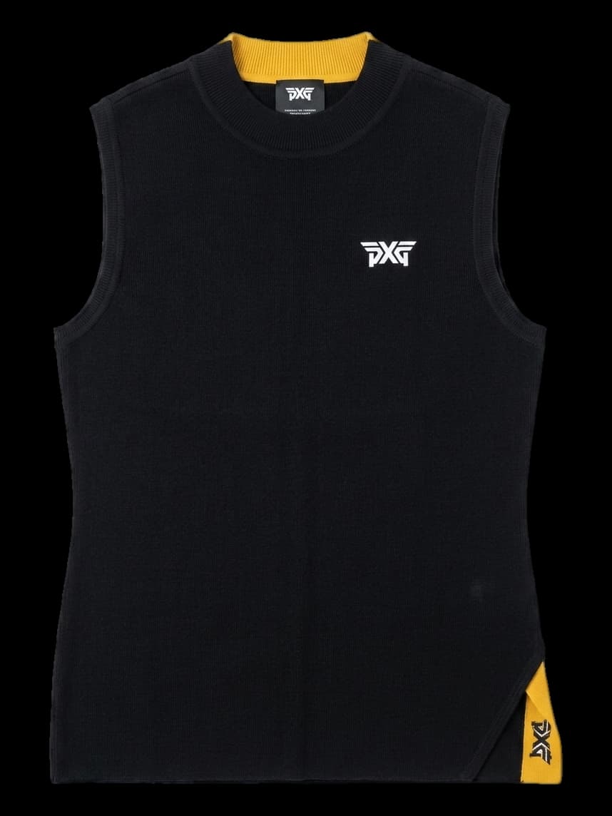 블랙 민소매 골프 니트 베스트