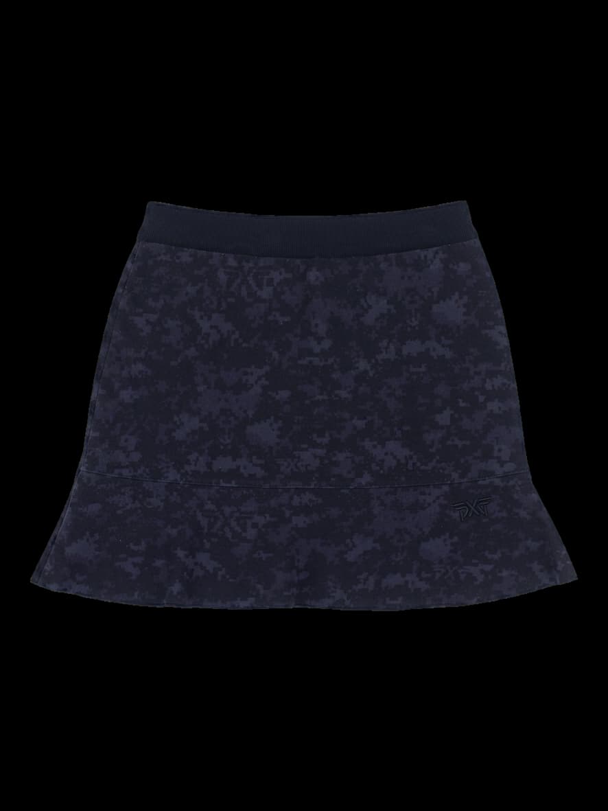 블랙 카모 플레어 스커트