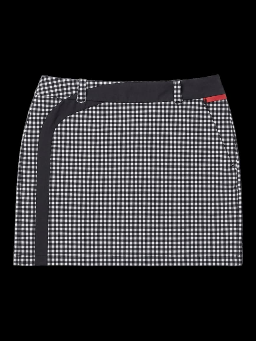 블랙 체크 미니 스커트