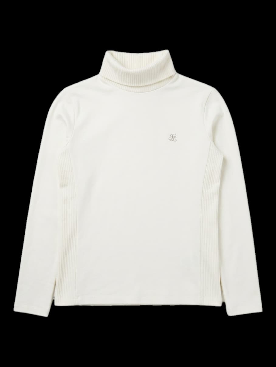 여성 로고 포인트 터틀넥 니트 티셔츠