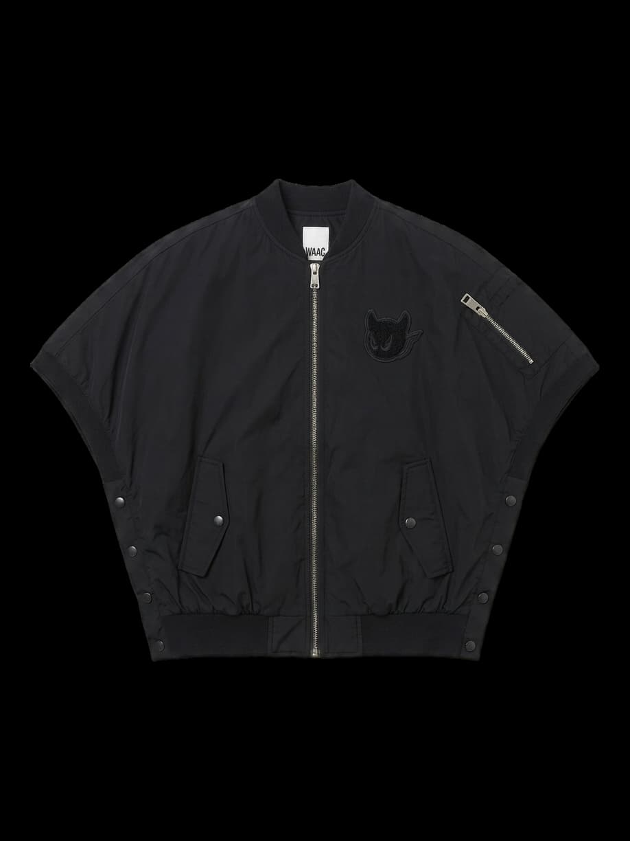 블랙 가오리 핏 로고 자수 항공 점퍼