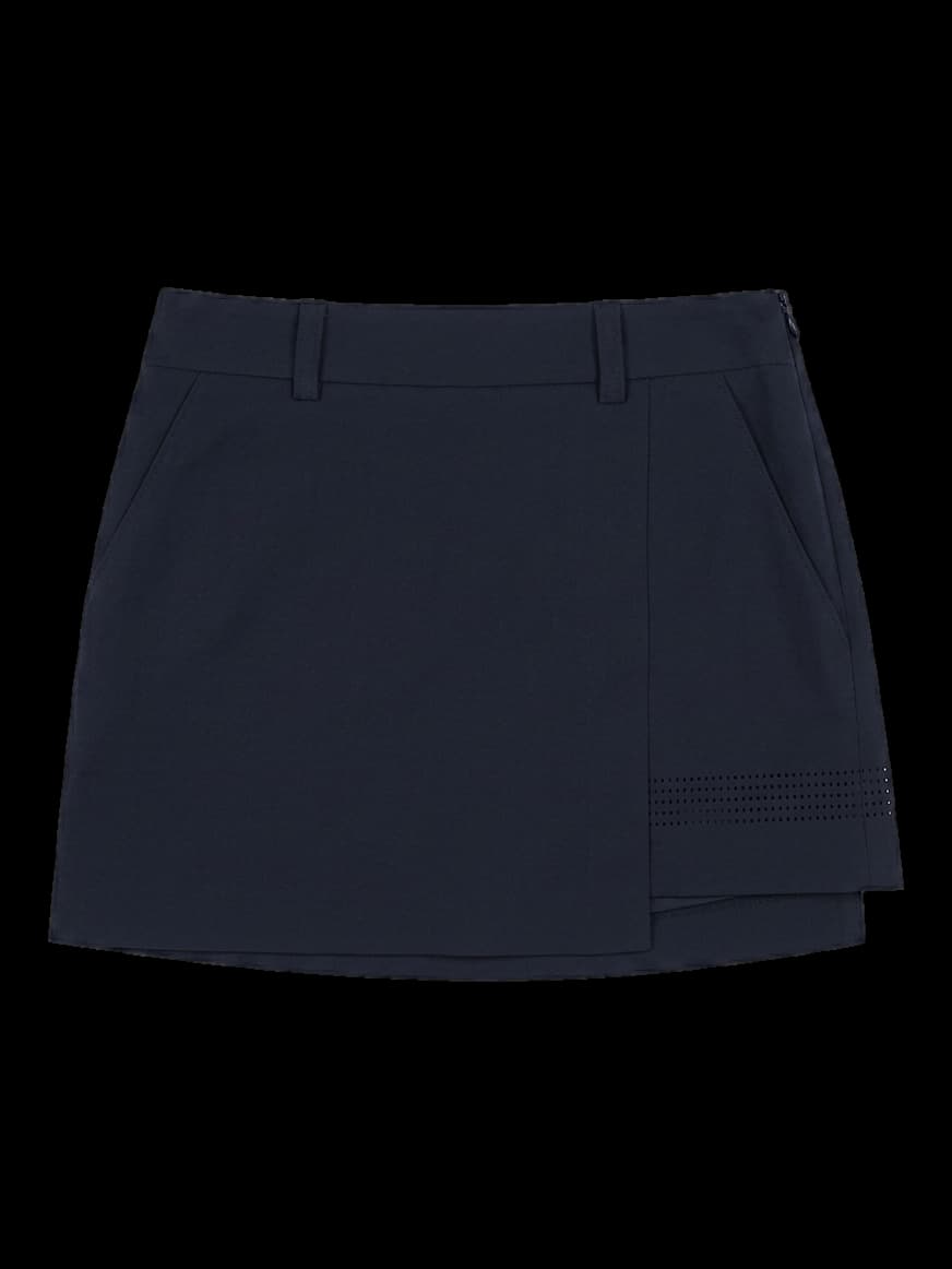 블랙 퍼포레이티드 랩 스커트