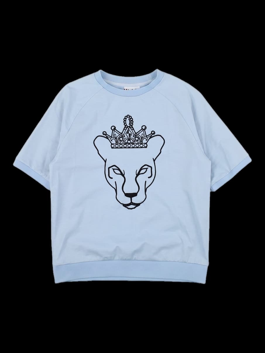 블루 크로울링 타이거 래글런 반팔 맨투맨