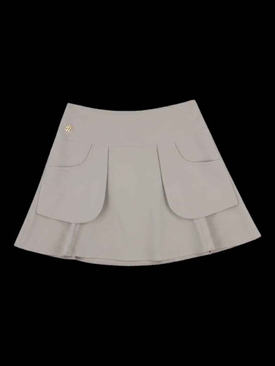 베이지 플리츠 큐롯 스커트