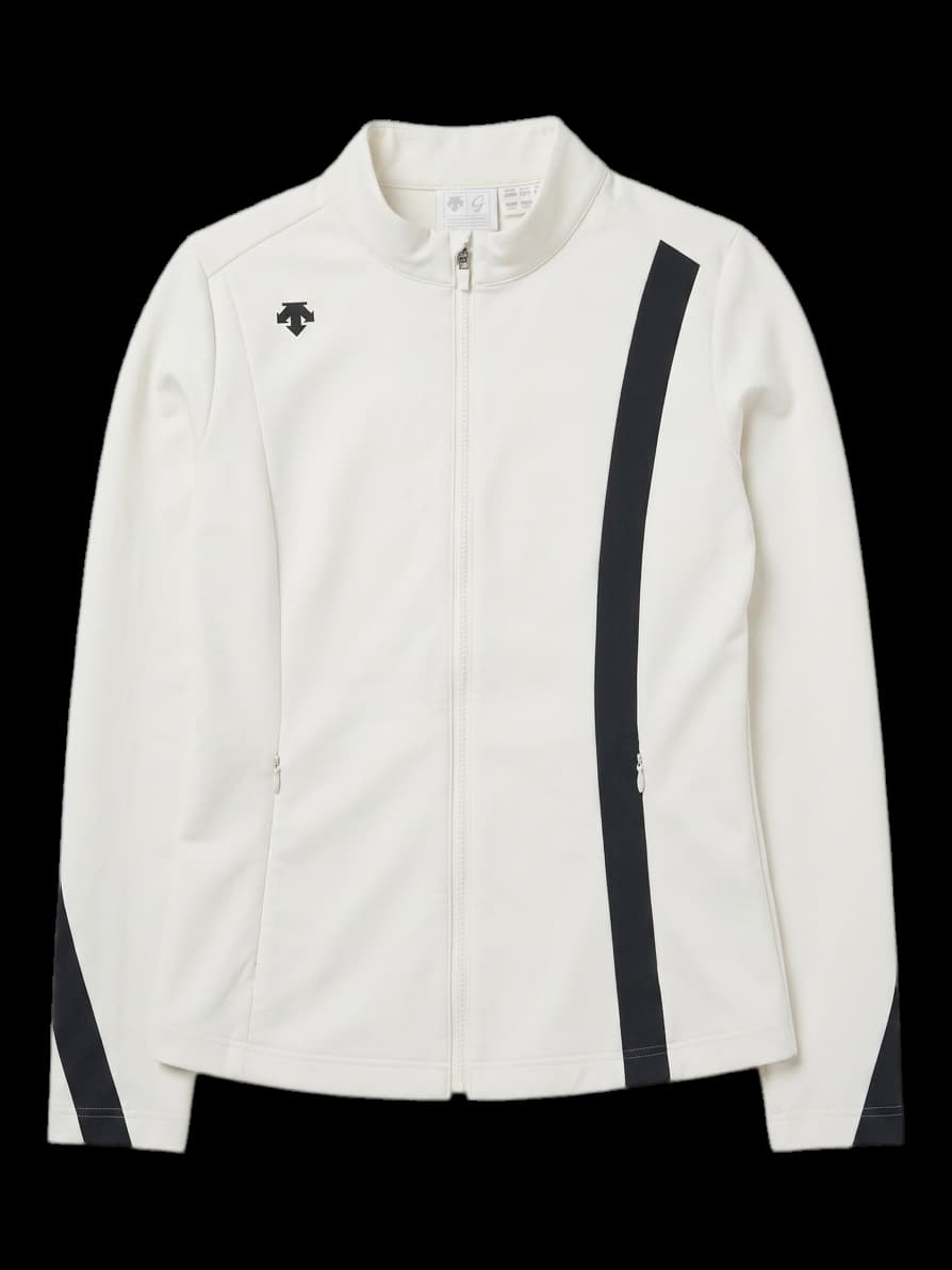 데상트 여성 화이트/블랙 사이드 라인 집업 자켓