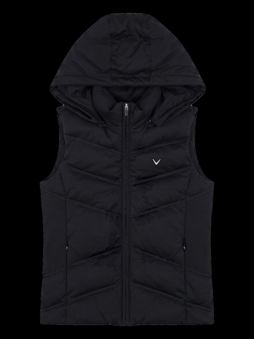 블랙 후디드 패딩 베스트