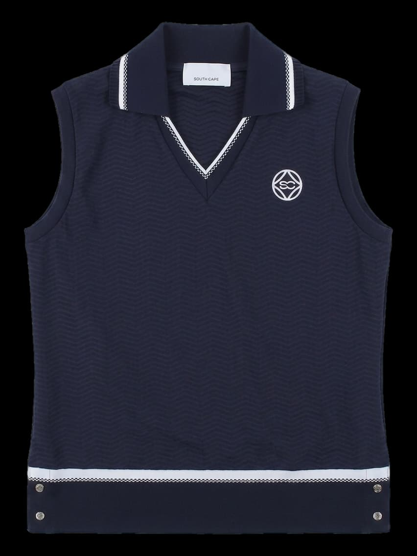 네이비 브이넥 슬리브리스 베스트