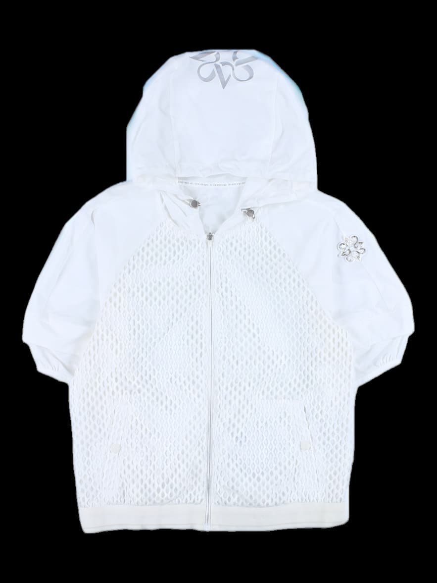 여성 후드 반팔 집업