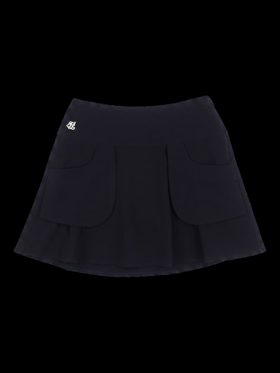 블랙 플리츠 미니 스커트