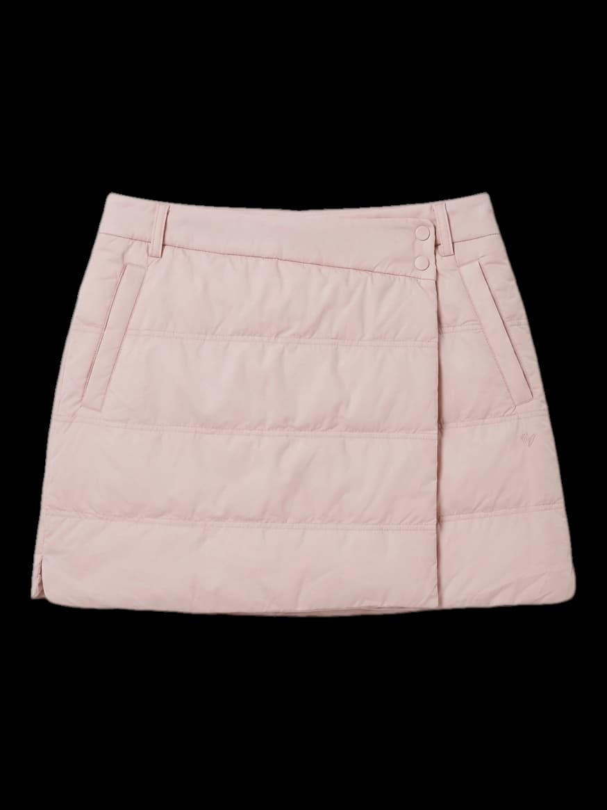 연핑크 퀄팅 미니 스커트