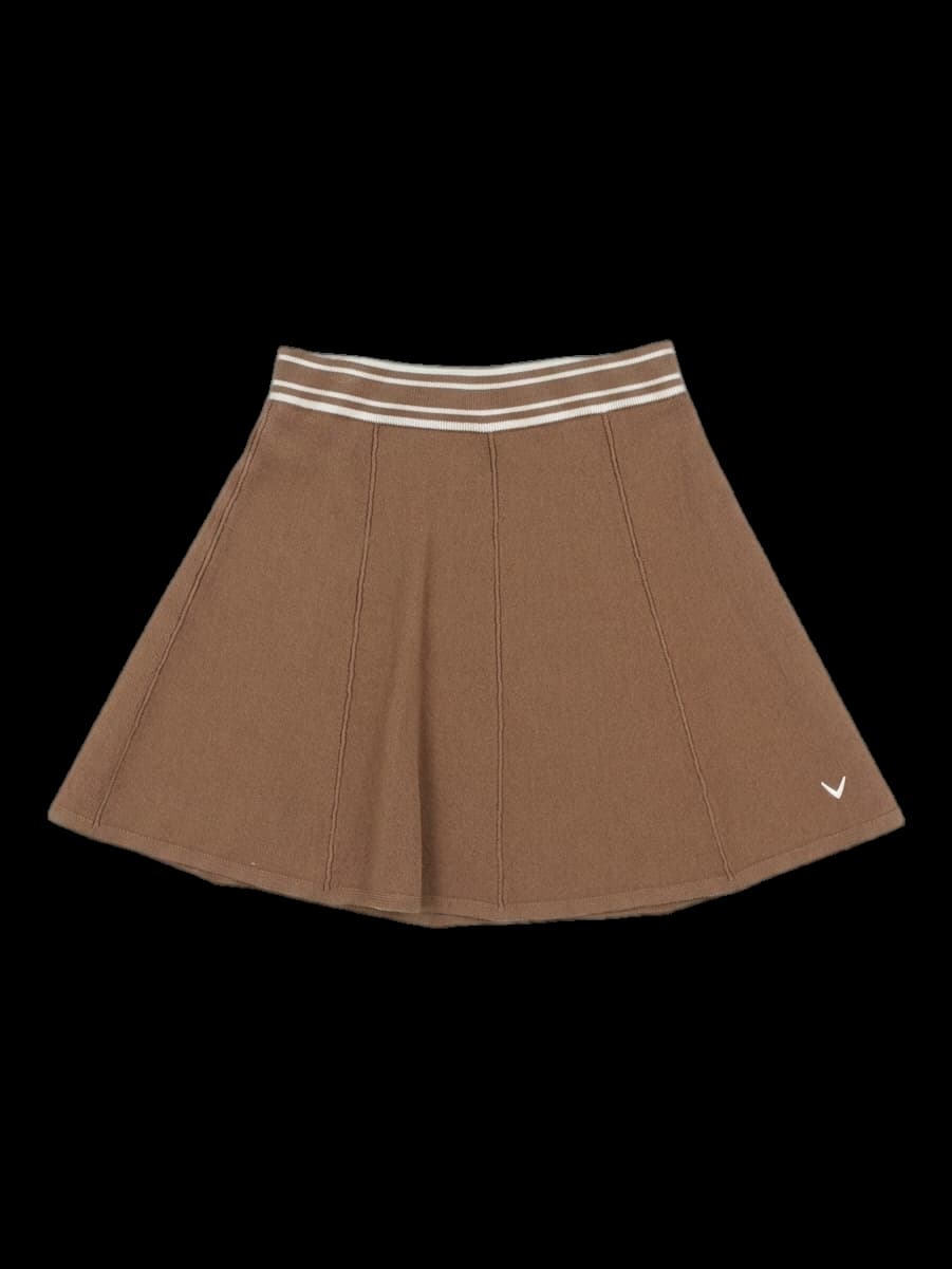 브라운 니트 플레어 스커트