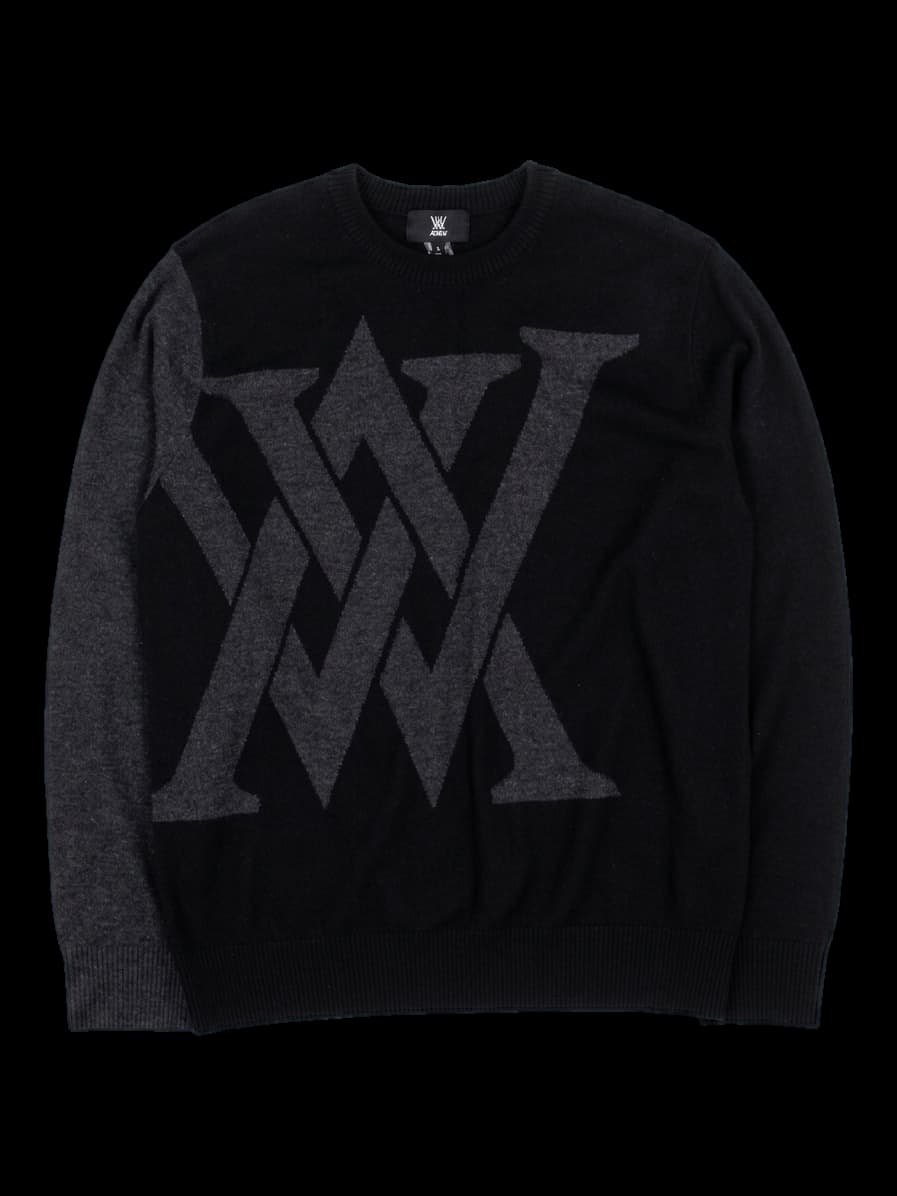 블랙/차콜 블록 인타르시아 니트 풀오버