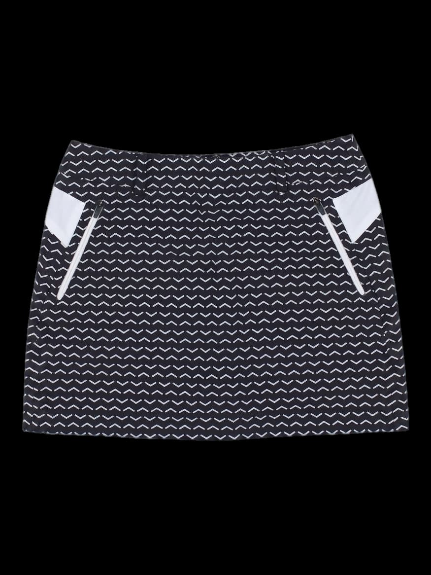 블랙 앤 화이트 지그재그 패턴 미니 스커트