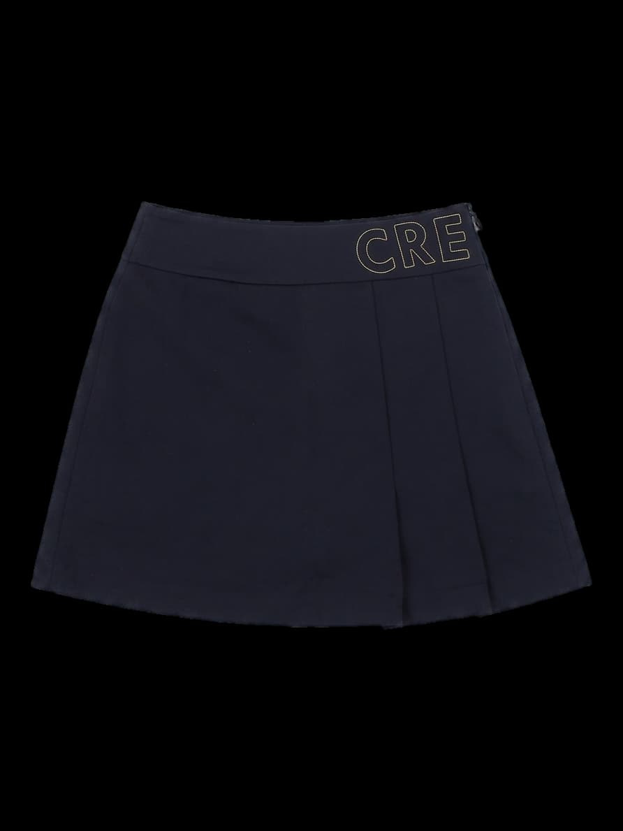 블랙 레터링 플리츠 스커트