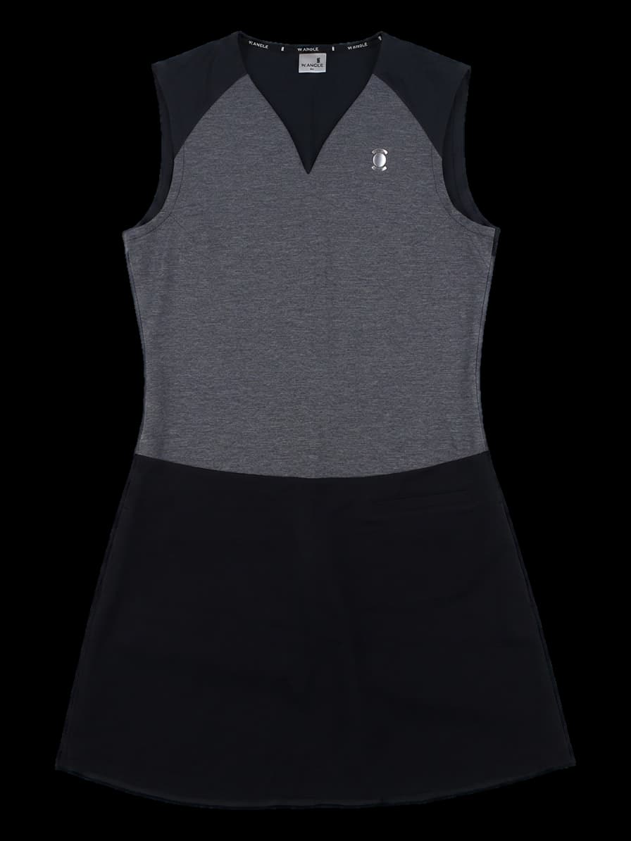 와이드앵글 여성 민소매 원피스 (그레이/블랙)
