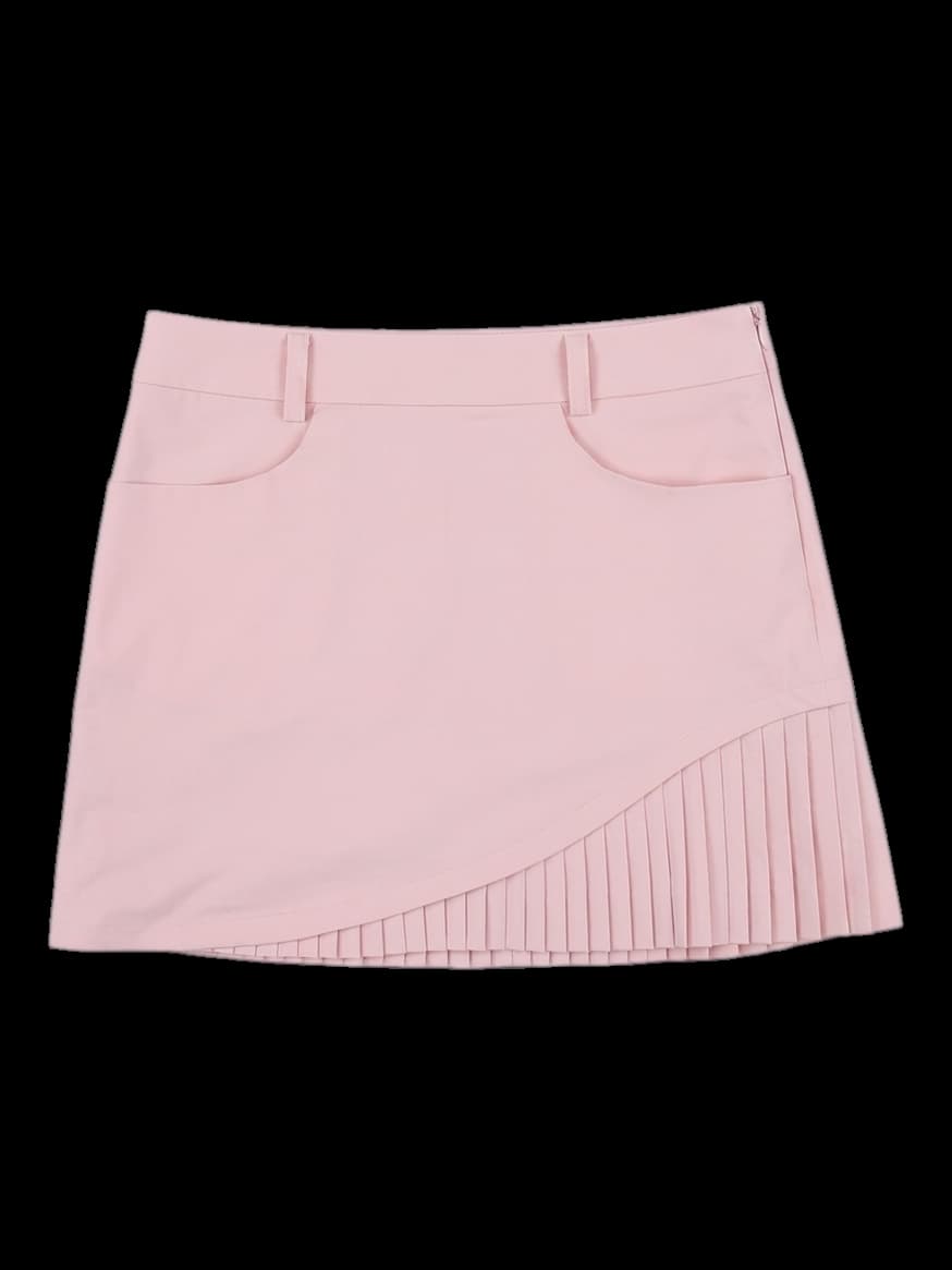 여성 핑크 언발란스 플리츠 골프 스커트