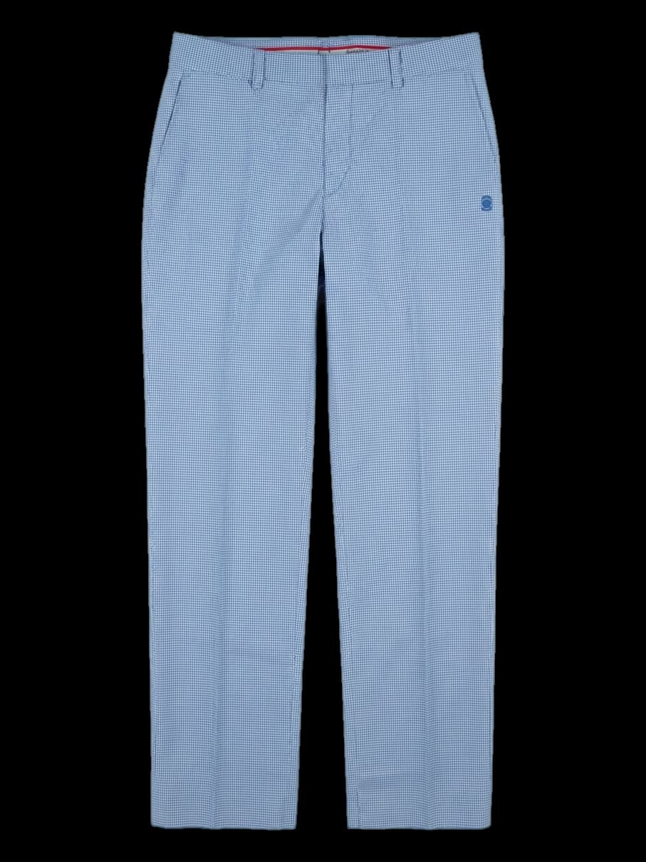 블루 체크 긴바지