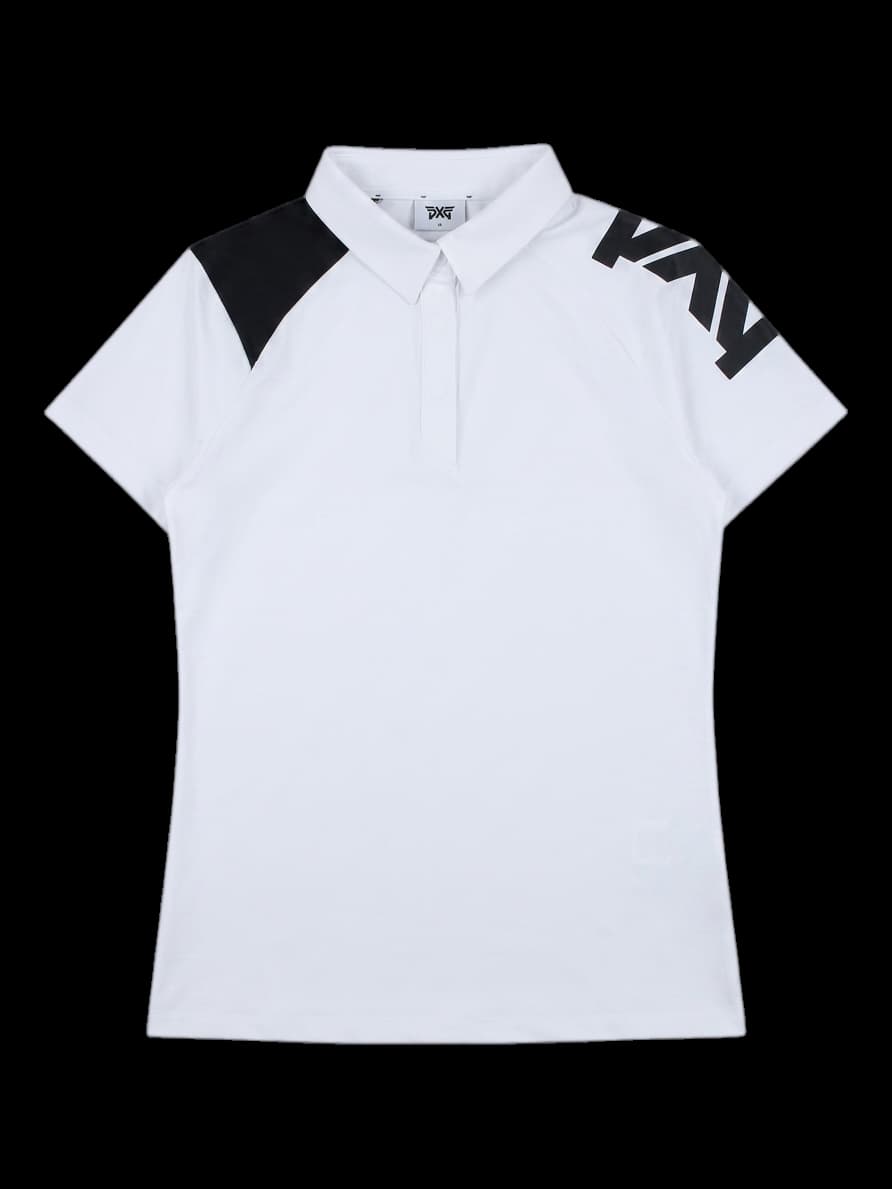 블랙 배색 반팔 카라티셔츠