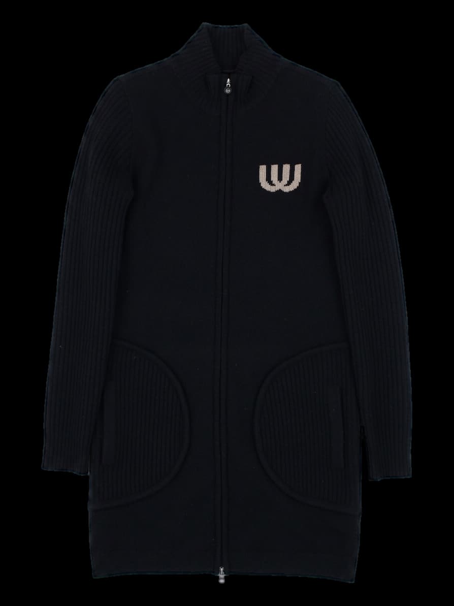 블랙 롱 지퍼 업 니트 가디건