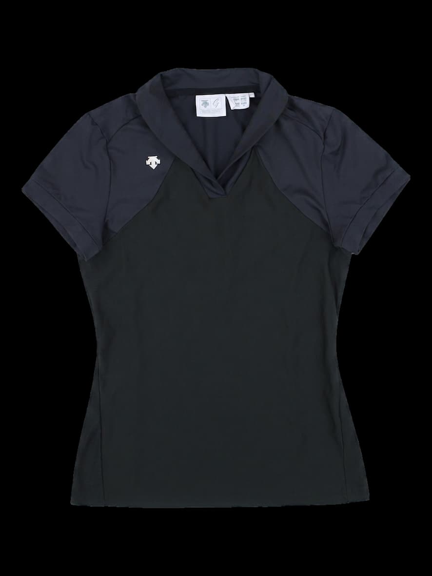 블랙 여성 반팔 카라티셔츠