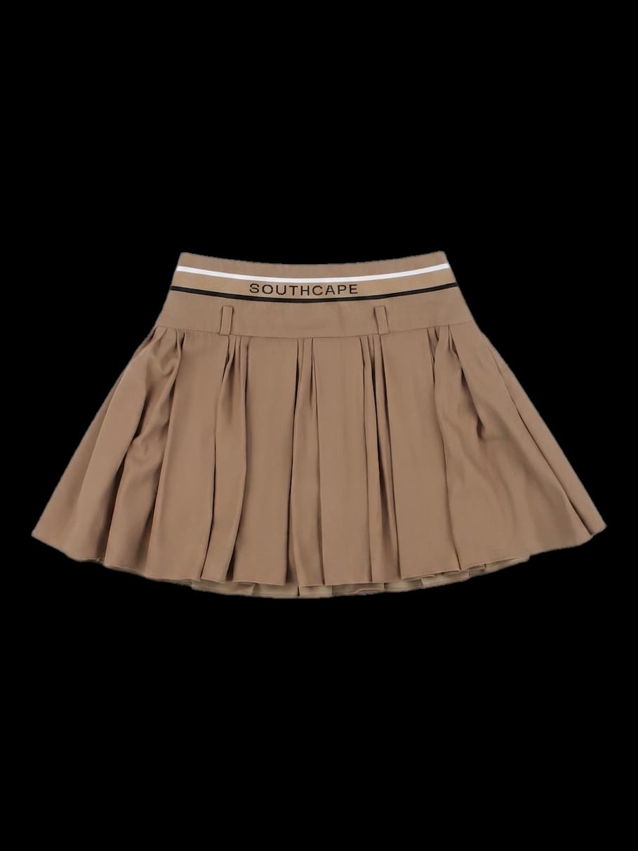베이지 플리츠 미니 스커트