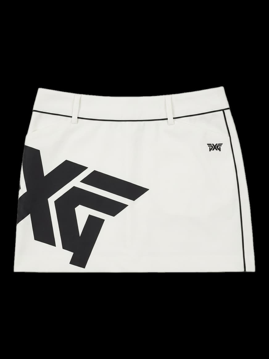 PXG 빅 로고 화이트 골프 스커트