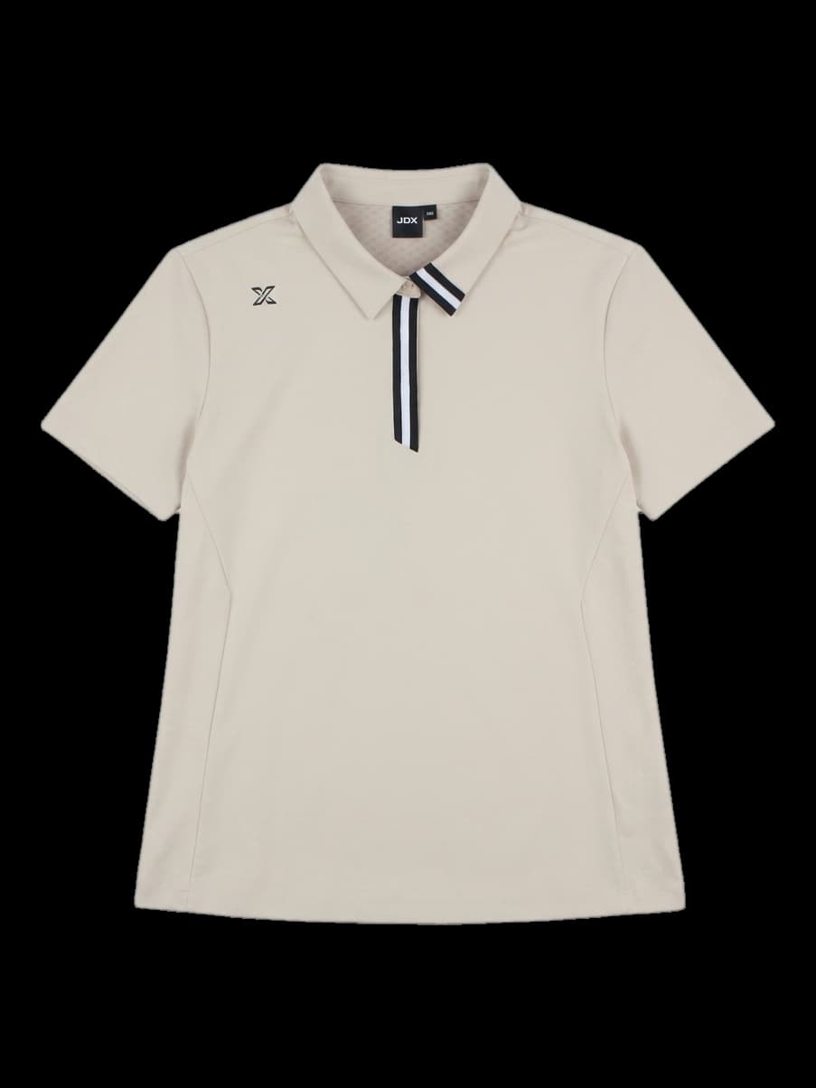 베이지 반팔 카라 티셔츠