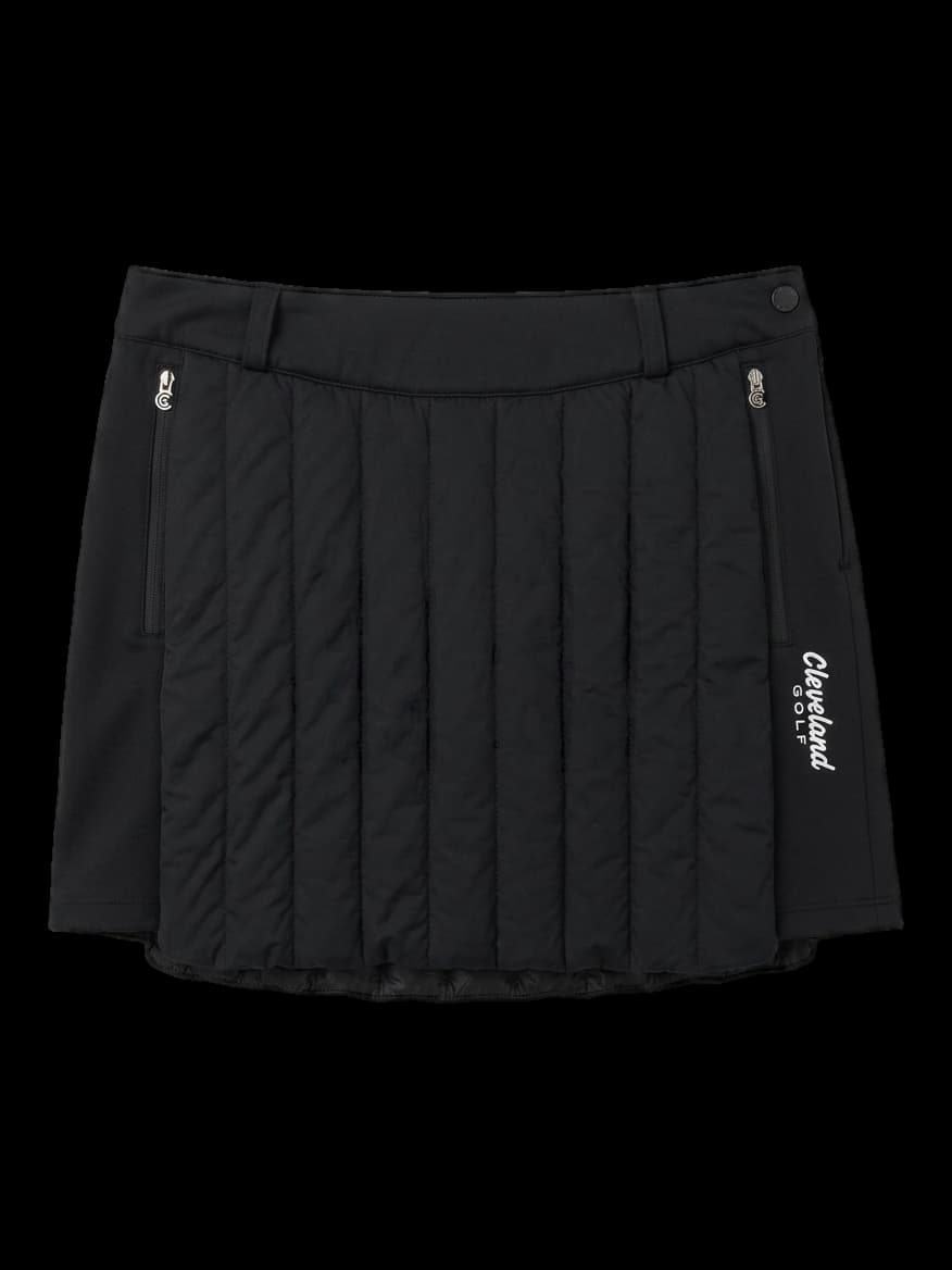 블랙 세로 퀼팅 미니 스커트