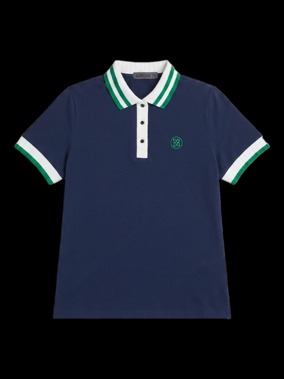 네이비 배색 반팔 카라티