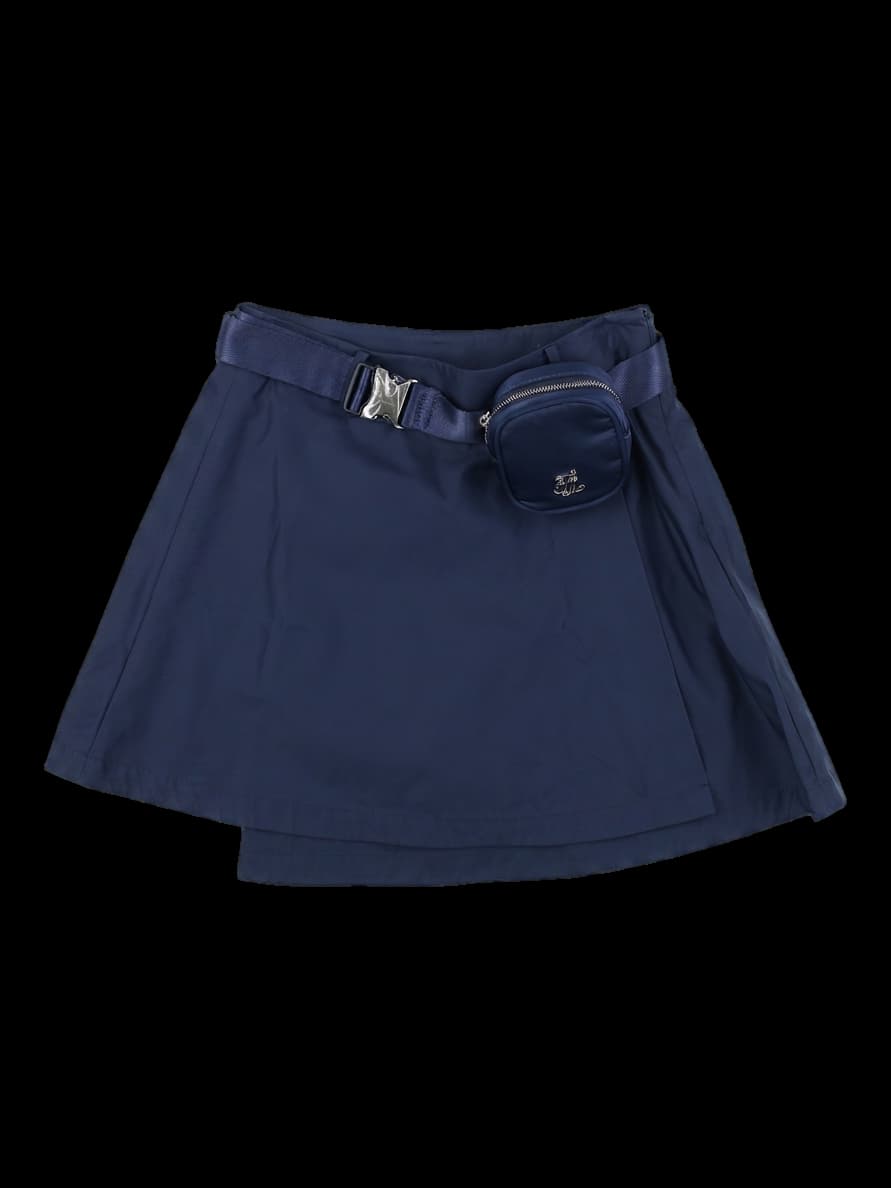 네이비 벨티드 스커트