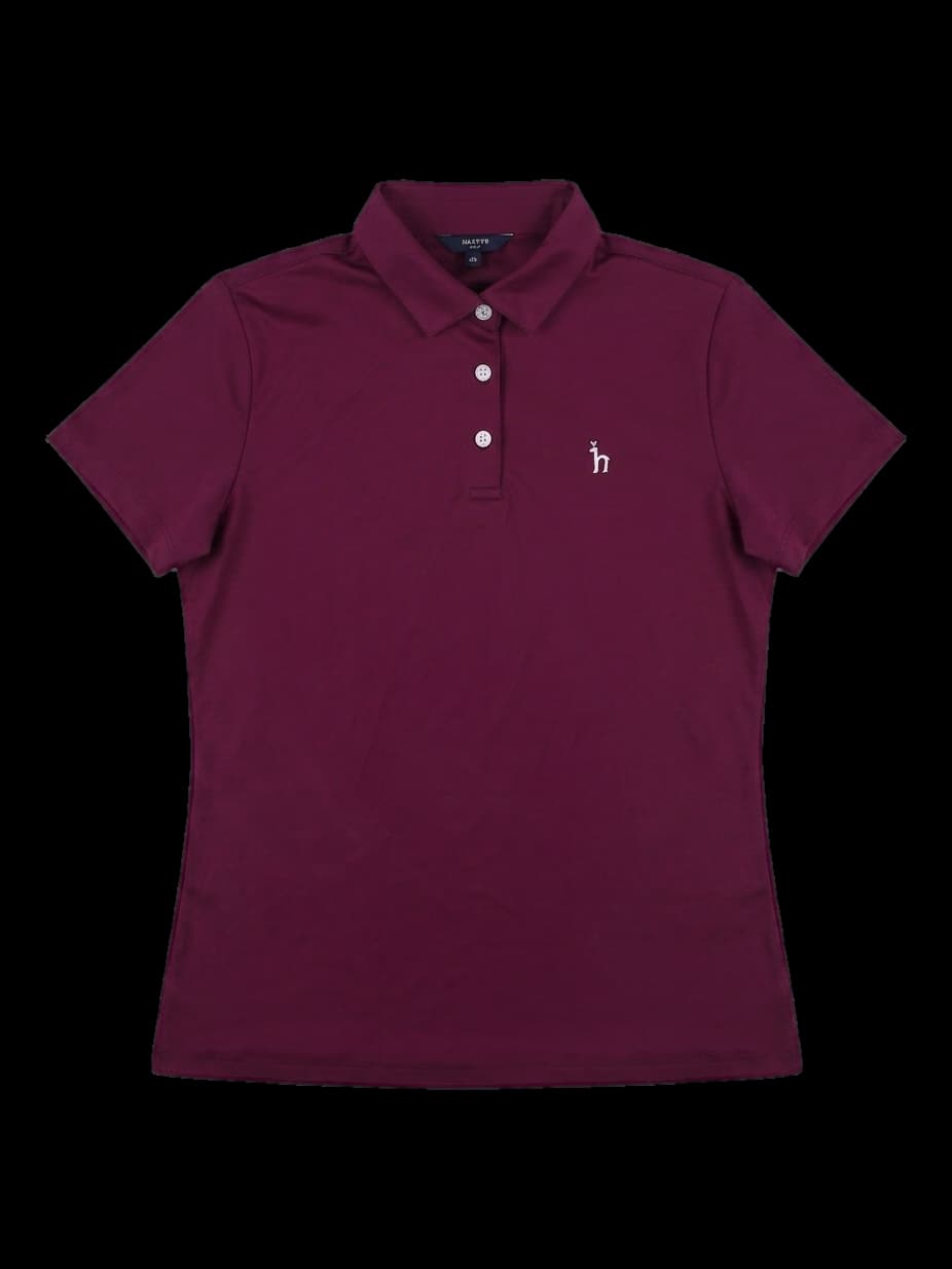 헤지스 여성 버건디 반팔 카라티