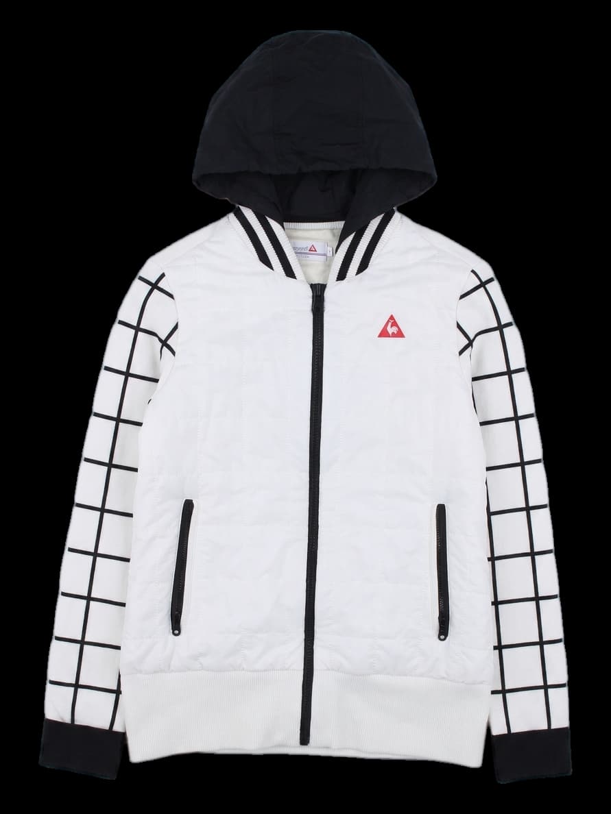 여성 체크 슬리브 후드 점퍼