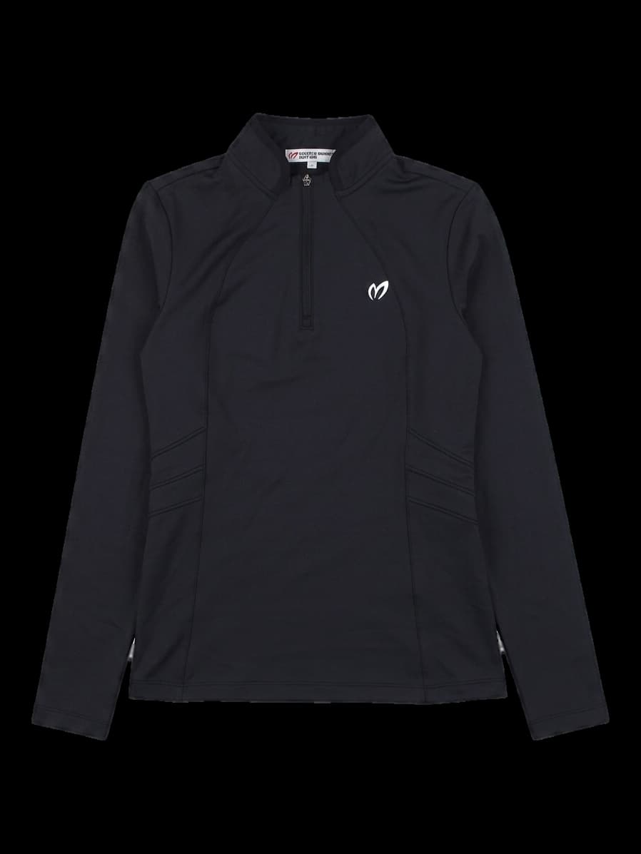 블랙 하프 지퍼 긴팔 티셔츠