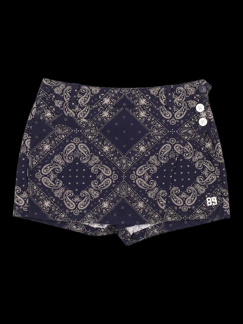 네이비 페이즐리 패턴 숏 팬츠