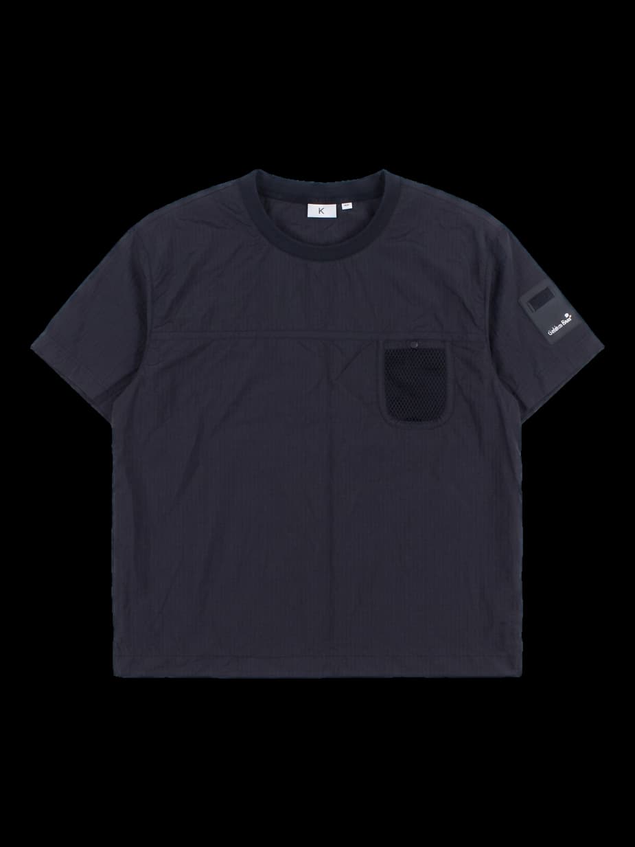 블랙 반팔 나일론 크루넥