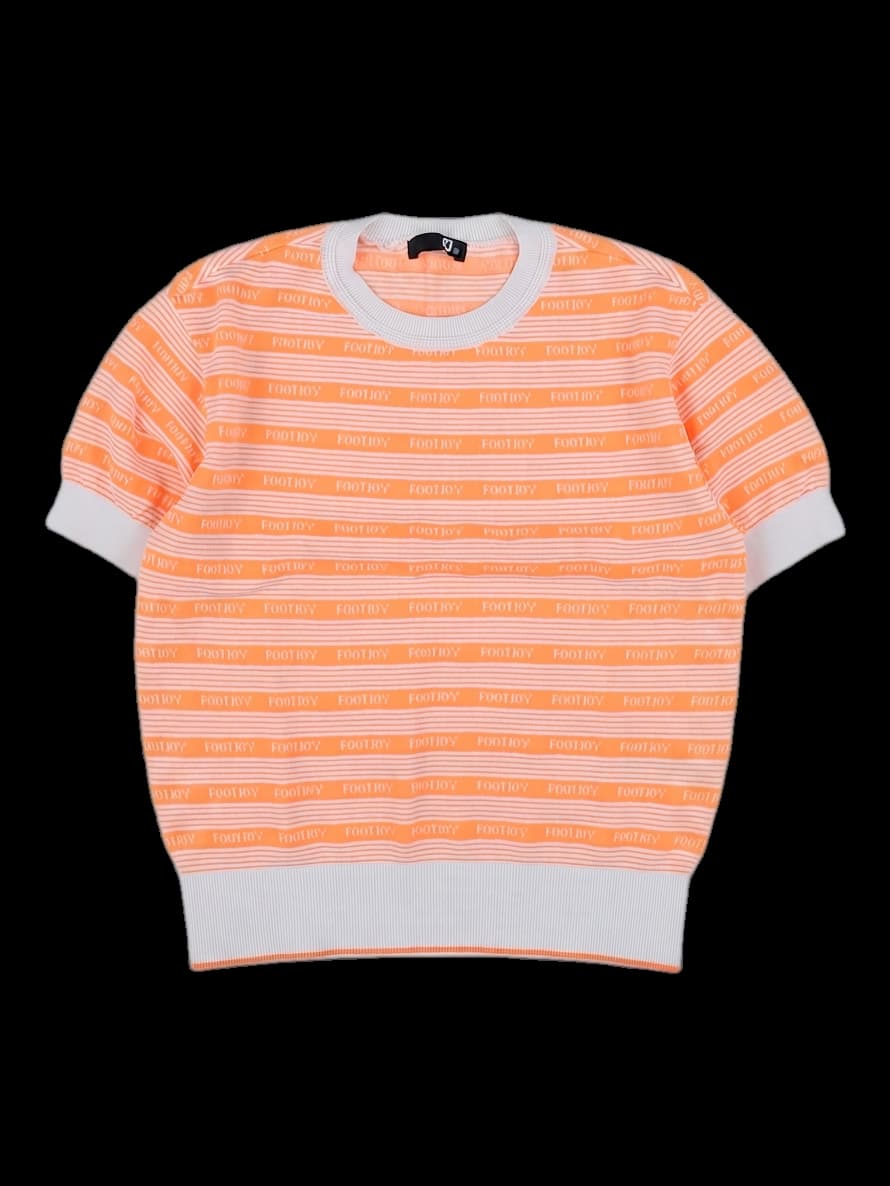 오렌지 스트라이프 로고 반팔 니트