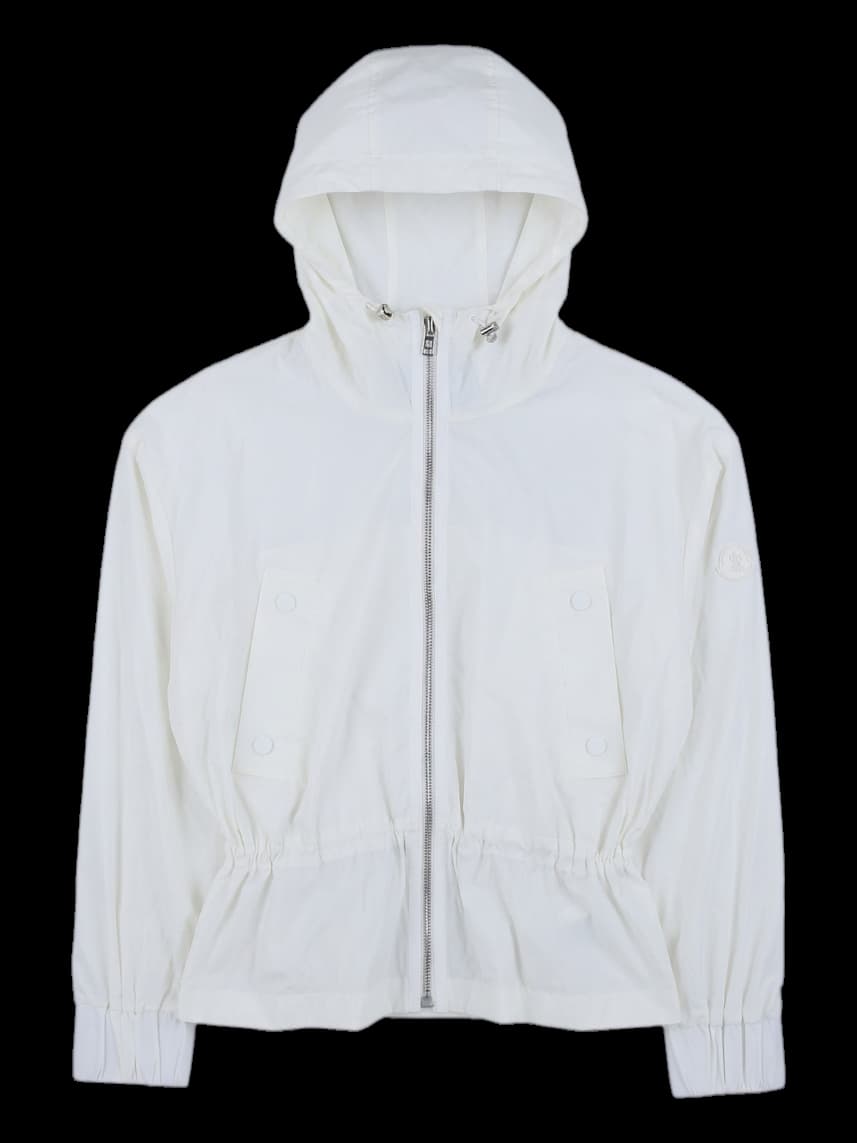 여성 화이트 후드 크롭 바람막이 점퍼