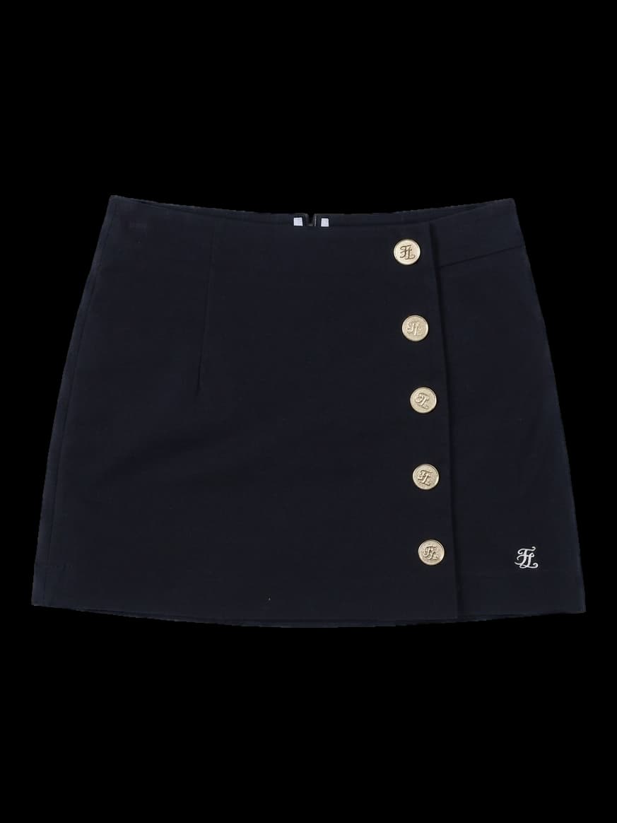 블랙 버튼 장식 스커트