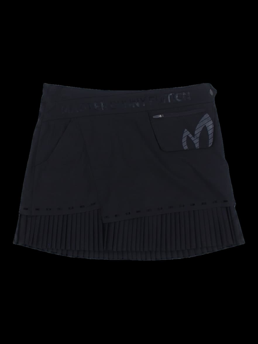 블랙 플리츠 믹스 랩 스커트
