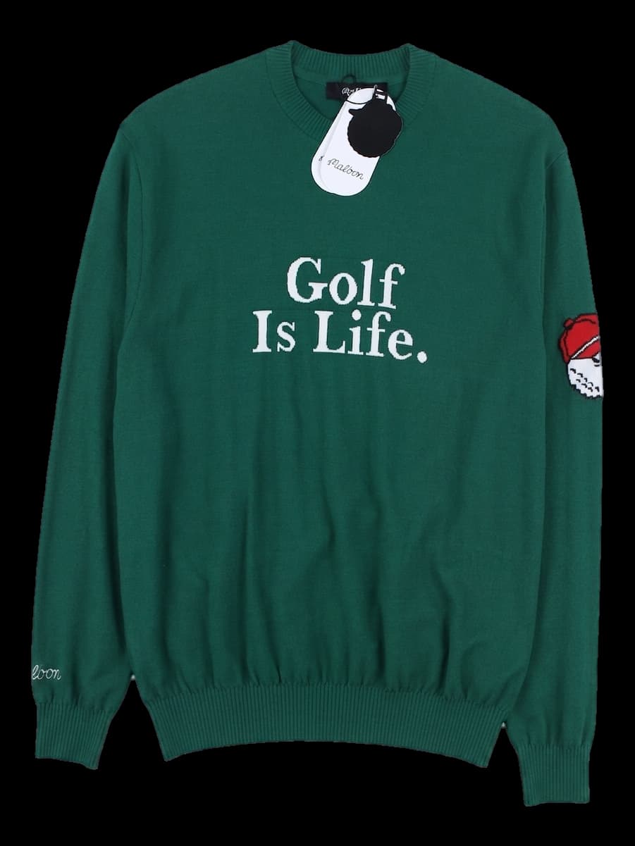 그린 레터링 니트