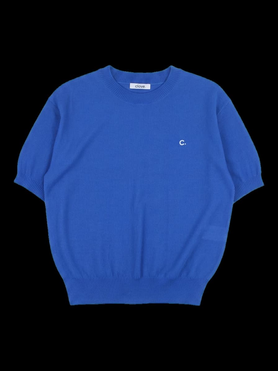 블루 반팔 니트