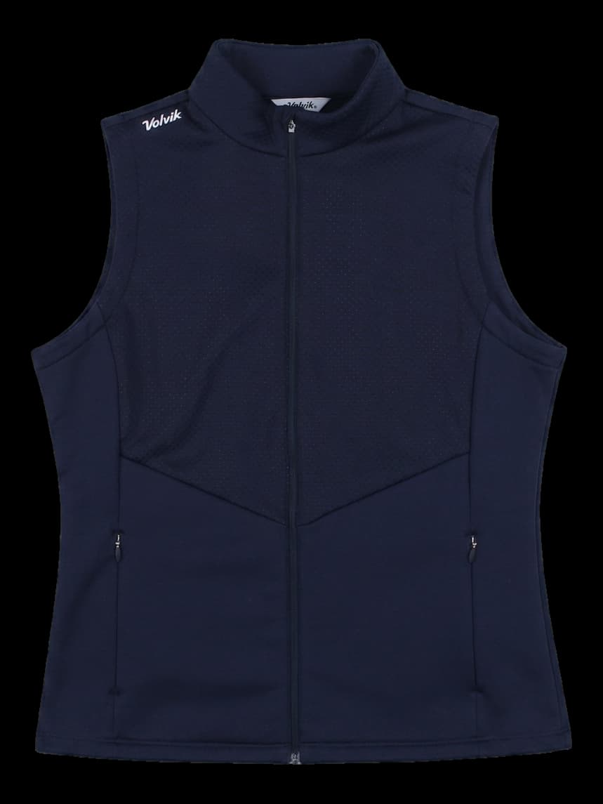 네이비 하이넥 지퍼 베스트