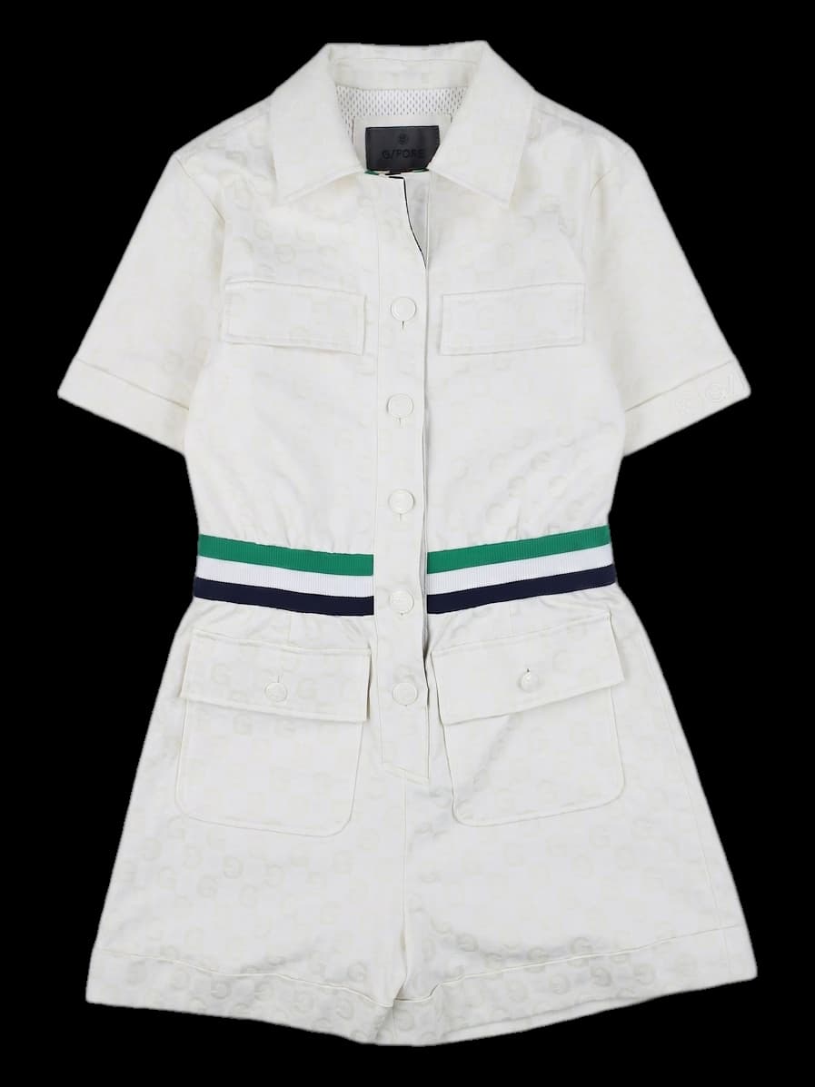G/FORE 로고 패턴 벨티드 숏 점프수트