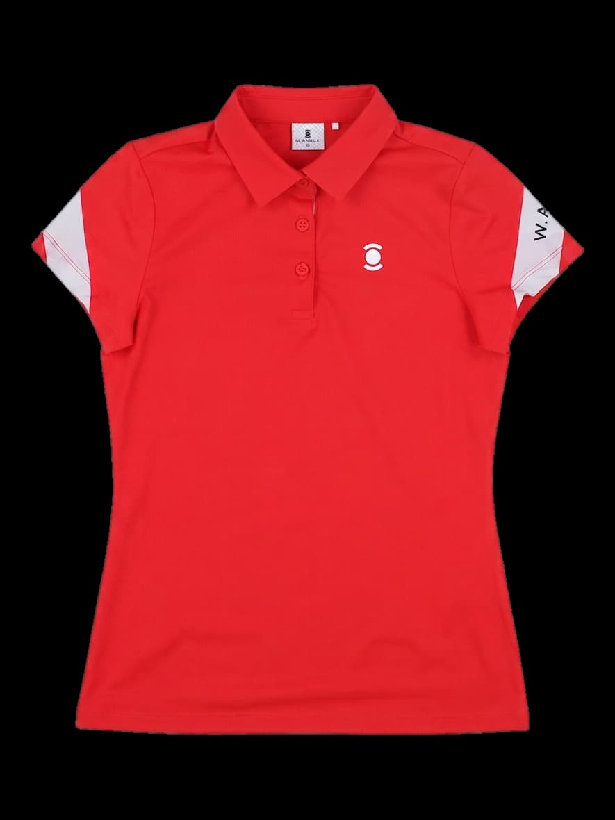 와이드앵글 여성 로고 포인트 반팔 카라티 (레드)