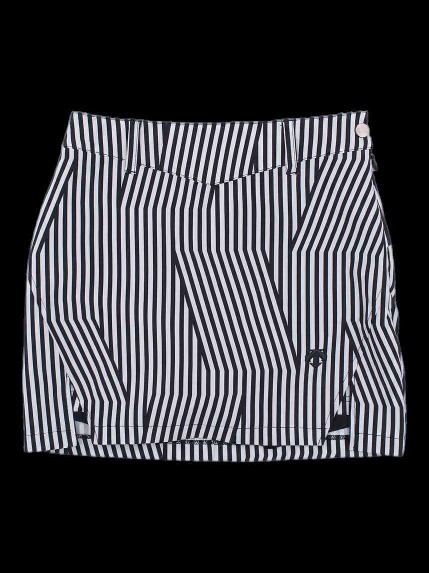 블랙 앤 화이트 세로 스트라이프 미니 스커트