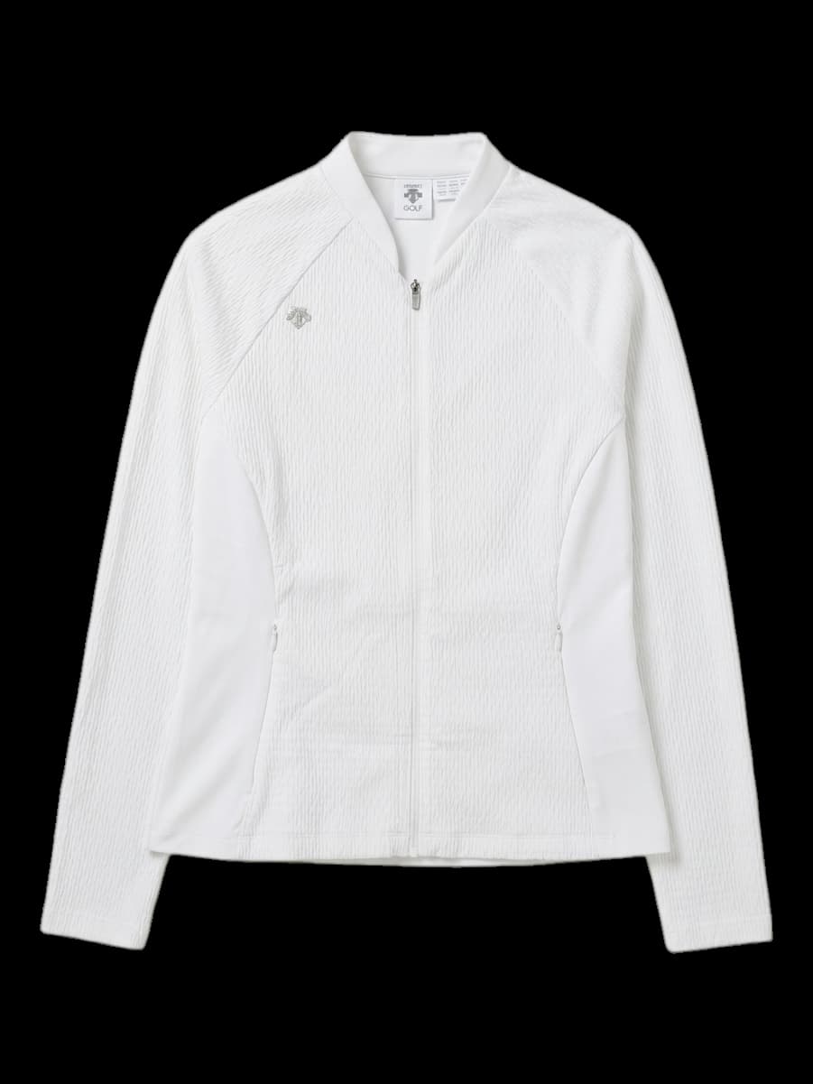 데상트 골프 여성 텍스처 풀집업 자켓 (화이트)