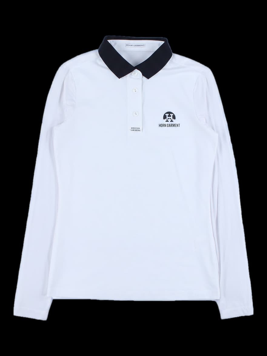 여성 긴팔 카라 티