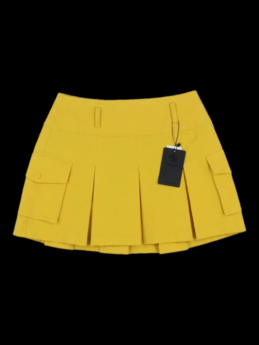옐로우 카고 플리츠 큐로트 스커트
